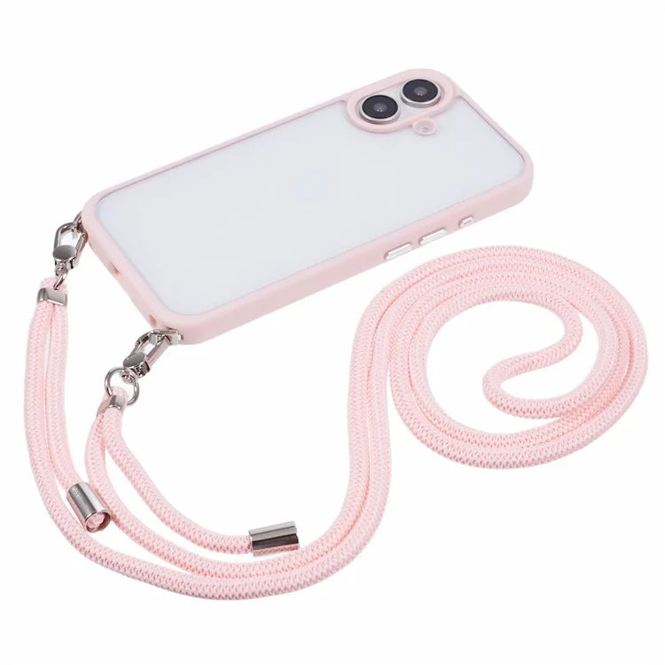For iPhone 16 Case TPU+PC Crystal Clear Back Cover with Lanyard