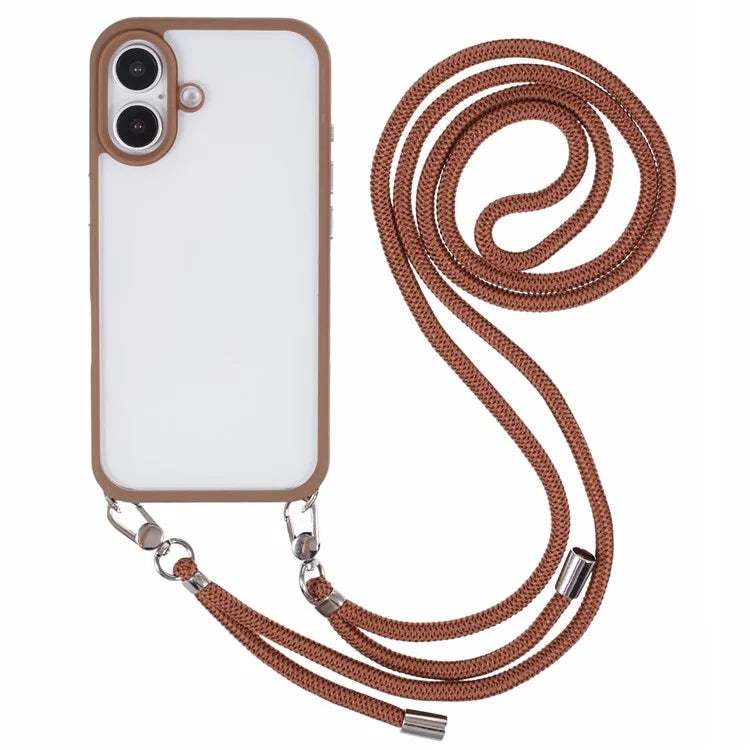 For iPhone 16 Case TPU+PC Crystal Clear Back Cover with Lanyard
