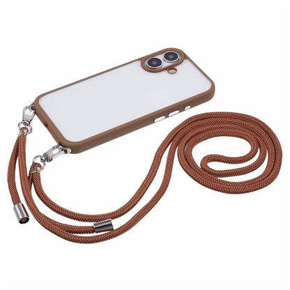 For iPhone 16 Case TPU+PC Crystal Clear Back Cover with Lanyard