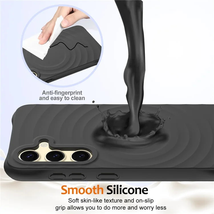 For Samsung Galaxy S24 FE Case Compatible with MagSafe Ripple Texture Liquid Silicone Protective Cover with Strap