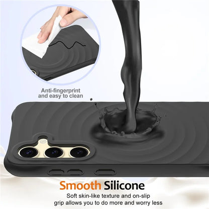 For Samsung Galaxy S24 FE Case Compatible with MagSafe Ripple Texture Liquid Silicone Protective Cover with Strap
