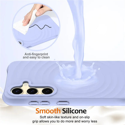 For Samsung Galaxy S24 FE Case Compatible with MagSafe Ripple Texture Liquid Silicone Protective Cover with Strap
