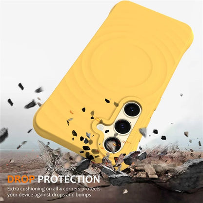 For Samsung Galaxy S24 FE Case Compatible with MagSafe Ripple Texture Liquid Silicone Protective Cover with Strap