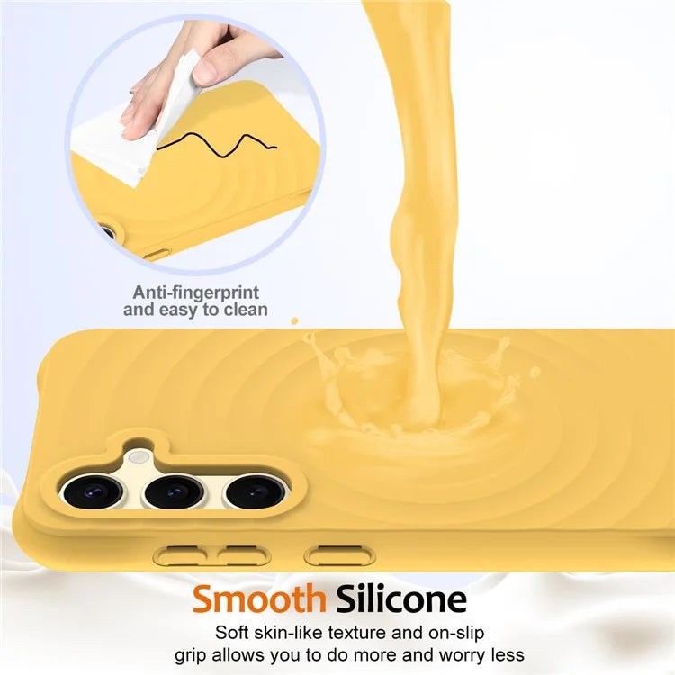For Samsung Galaxy S24 FE Case Compatible with MagSafe Ripple Texture Liquid Silicone Protective Cover with Strap