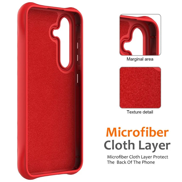 For Samsung Galaxy S24 FE Case Compatible with MagSafe Ripple Texture Liquid Silicone Protective Cover with Strap