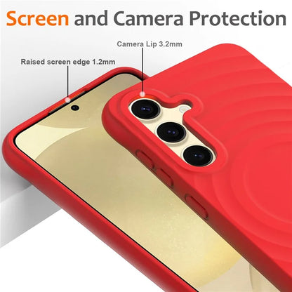 For Samsung Galaxy S24 FE Case Compatible with MagSafe Ripple Texture Liquid Silicone Protective Cover with Strap