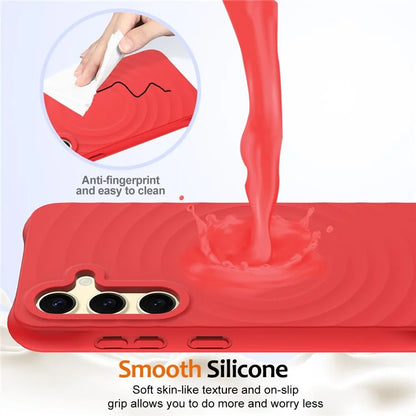 For Samsung Galaxy S24 FE Case Compatible with MagSafe Ripple Texture Liquid Silicone Protective Cover with Strap