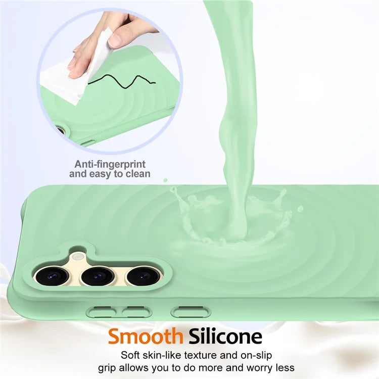 For Samsung Galaxy S24 FE Case Compatible with MagSafe Ripple Texture Liquid Silicone Protective Cover with Strap