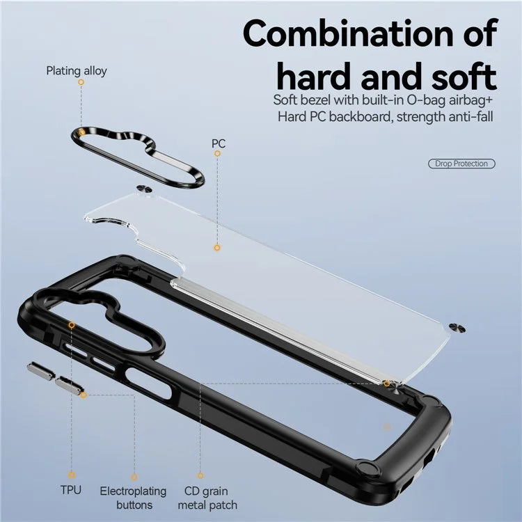 For Samsung Galaxy A16 5G Case Anti-Drop Alloy Lens Frame PC+TPU Phone Cover