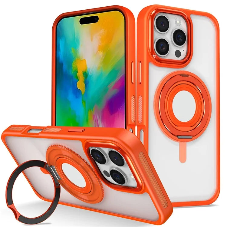 For iPhone 16 Pro Case TPU+PC Clear Phone Cover with Silicone Ring Kickstand