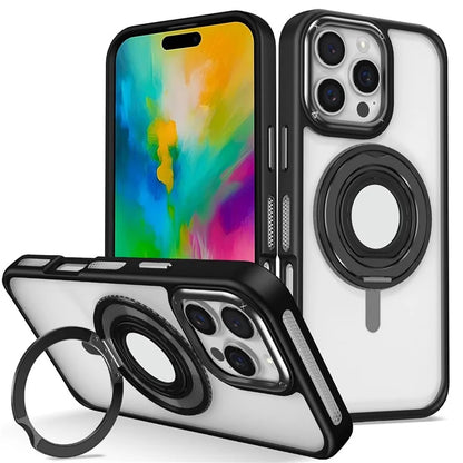 For iPhone 16 Pro Case TPU+PC Clear Phone Cover with Silicone Ring Kickstand
