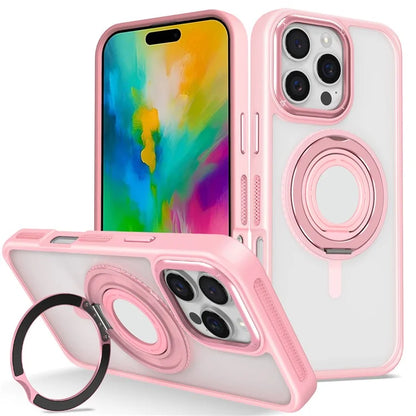 For iPhone 16 Pro Case TPU+PC Clear Phone Cover with Silicone Ring Kickstand