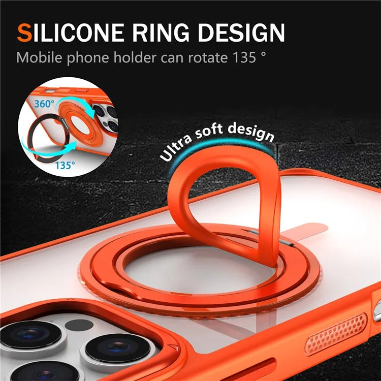 For iPhone 16 Pro Case TPU+PC Clear Phone Cover with Silicone Ring Kickstand