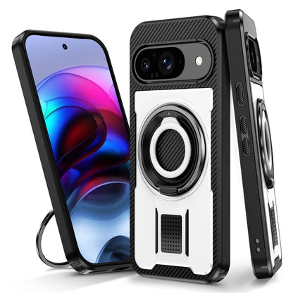 For Google Pixel 9  /  Google Pixel 9 Pro Case TPU+PC Kickstand Phone Cover with Silicone Finger Strap