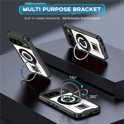 For Google Pixel 9  /  Google Pixel 9 Pro Case TPU+PC Kickstand Phone Cover with Silicone Finger Strap