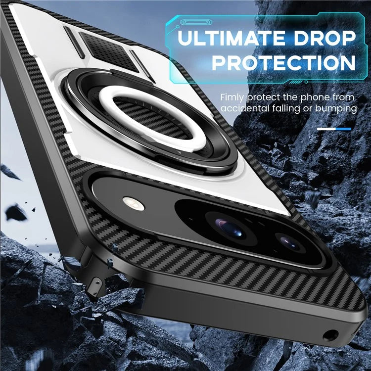 For Google Pixel 9  /  Google Pixel 9 Pro Case TPU+PC Kickstand Phone Cover with Silicone Finger Strap