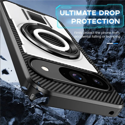 For Google Pixel 9  /  Google Pixel 9 Pro Case TPU+PC Kickstand Phone Cover with Silicone Finger Strap