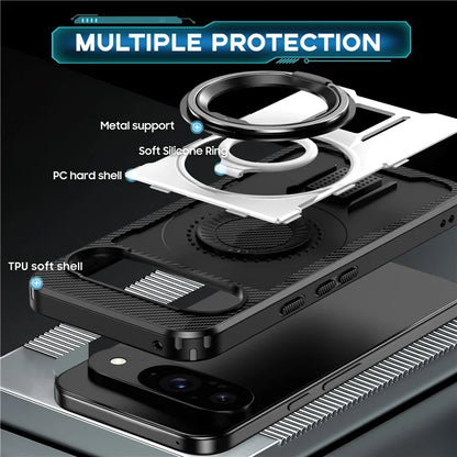 For Google Pixel 9  /  Google Pixel 9 Pro Case TPU+PC Kickstand Phone Cover with Silicone Finger Strap