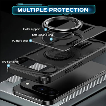 For Google Pixel 9  /  Google Pixel 9 Pro Case TPU+PC Kickstand Phone Cover with Silicone Finger Strap