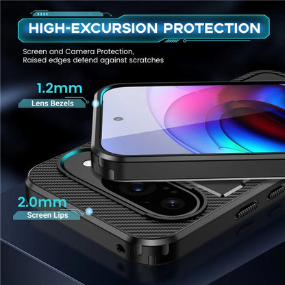 For Google Pixel 9  /  Google Pixel 9 Pro Case TPU+PC Kickstand Phone Cover with Silicone Finger Strap