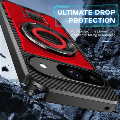 For Google Pixel 9  /  Google Pixel 9 Pro Case TPU+PC Kickstand Phone Cover with Silicone Finger Strap