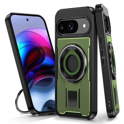 For Google Pixel 9  /  Google Pixel 9 Pro Case TPU+PC Kickstand Phone Cover with Silicone Finger Strap