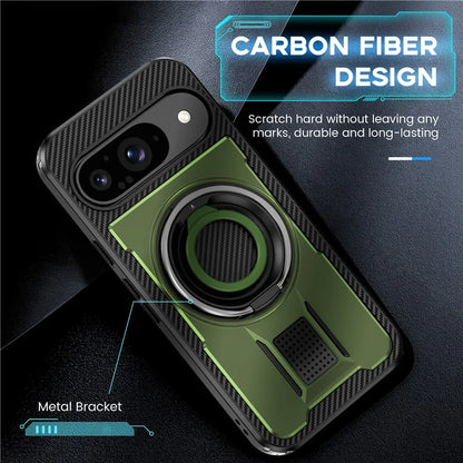 For Google Pixel 9  /  Google Pixel 9 Pro Case TPU+PC Kickstand Phone Cover with Silicone Finger Strap