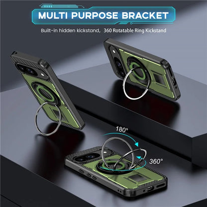 For Google Pixel 9  /  Google Pixel 9 Pro Case TPU+PC Kickstand Phone Cover with Silicone Finger Strap