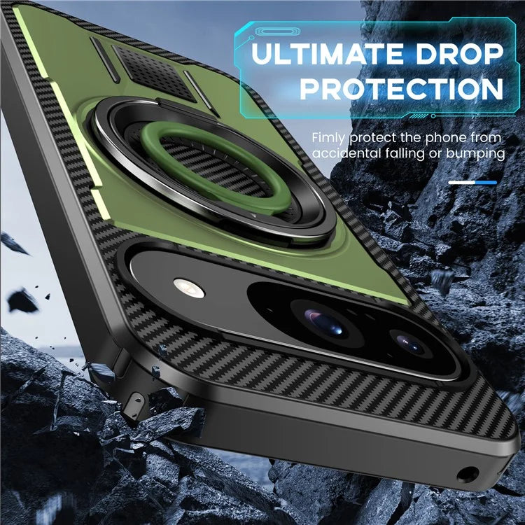 For Google Pixel 9  /  Google Pixel 9 Pro Case TPU+PC Kickstand Phone Cover with Silicone Finger Strap