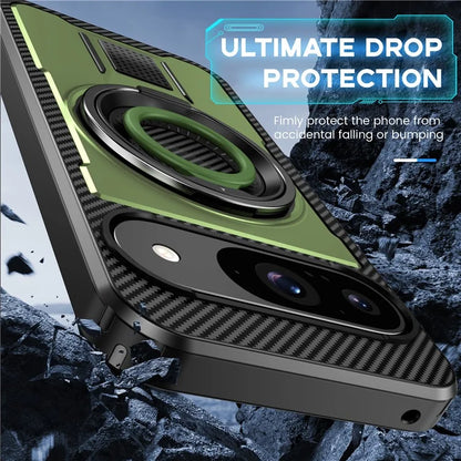 For Google Pixel 9  /  Google Pixel 9 Pro Case TPU+PC Kickstand Phone Cover with Silicone Finger Strap
