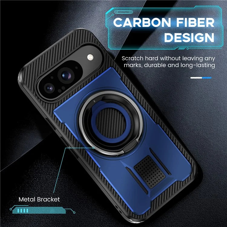 For Google Pixel 9  /  Google Pixel 9 Pro Case TPU+PC Kickstand Phone Cover with Silicone Finger Strap