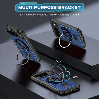 For Google Pixel 9  /  Google Pixel 9 Pro Case TPU+PC Kickstand Phone Cover with Silicone Finger Strap