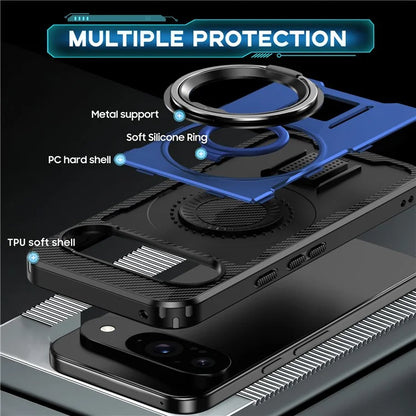 For Google Pixel 9  /  Google Pixel 9 Pro Case TPU+PC Kickstand Phone Cover with Silicone Finger Strap