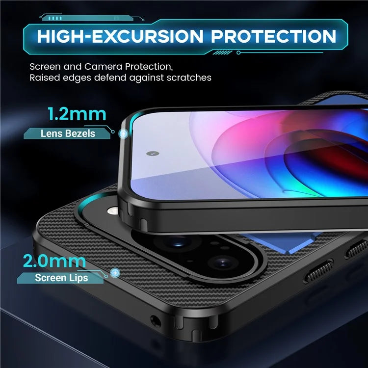 For Google Pixel 9  /  Google Pixel 9 Pro Case TPU+PC Kickstand Phone Cover with Silicone Finger Strap