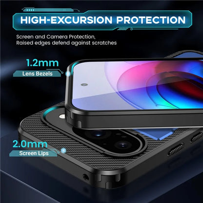 For Google Pixel 9  /  Google Pixel 9 Pro Case TPU+PC Kickstand Phone Cover with Silicone Finger Strap