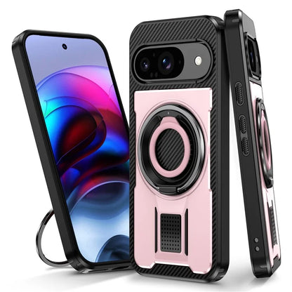 For Google Pixel 9  /  Google Pixel 9 Pro Case TPU+PC Kickstand Phone Cover with Silicone Finger Strap