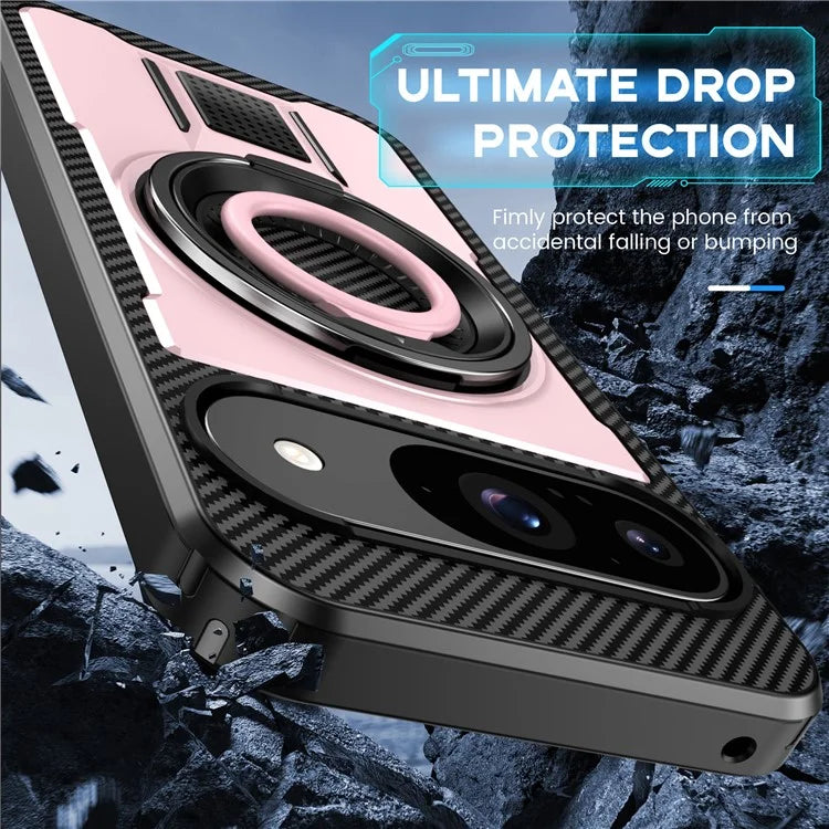 For Google Pixel 9  /  Google Pixel 9 Pro Case TPU+PC Kickstand Phone Cover with Silicone Finger Strap