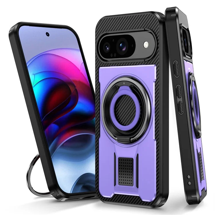 For Google Pixel 9  /  Google Pixel 9 Pro Case TPU+PC Kickstand Phone Cover with Silicone Finger Strap