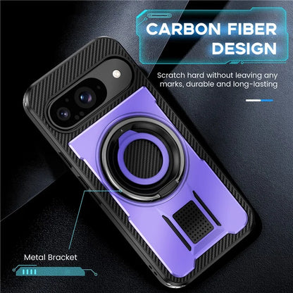 For Google Pixel 9  /  Google Pixel 9 Pro Case TPU+PC Kickstand Phone Cover with Silicone Finger Strap
