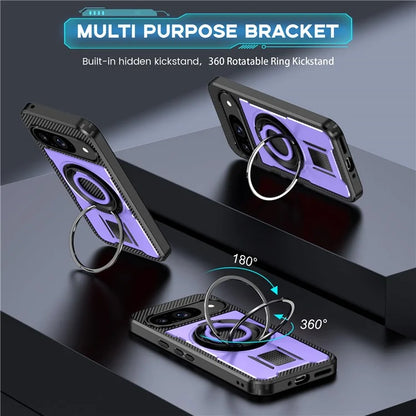 For Google Pixel 9  /  Google Pixel 9 Pro Case TPU+PC Kickstand Phone Cover with Silicone Finger Strap