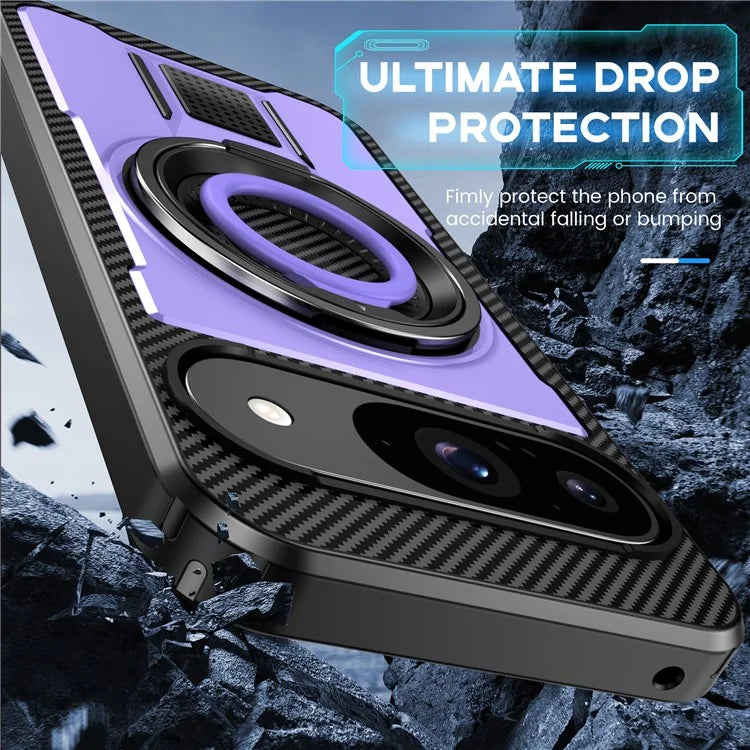 For Google Pixel 9  /  Google Pixel 9 Pro Case TPU+PC Kickstand Phone Cover with Silicone Finger Strap