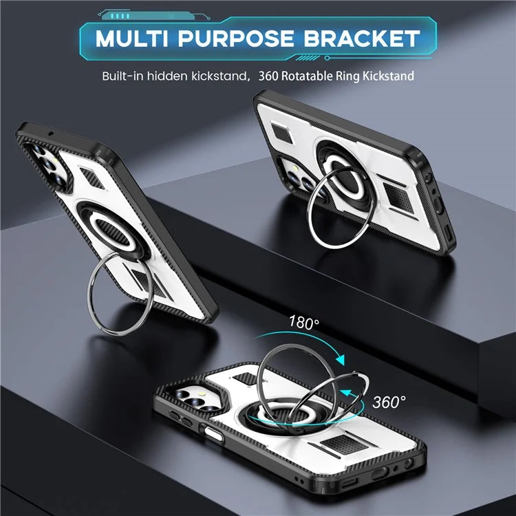 For Samsung Galaxy A24 4G (162.1 x 77.6 x 8.3mm) Case TPU+PC Kickstand Phone Cover with Silicone Finger Strap