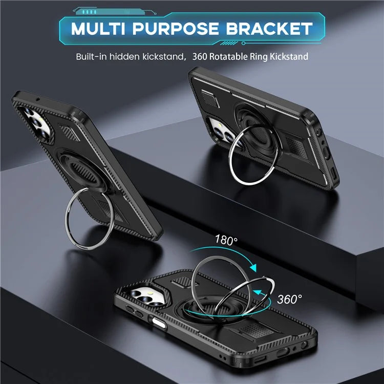 For Samsung Galaxy A24 4G (162.1 x 77.6 x 8.3mm) Case TPU+PC Kickstand Phone Cover with Silicone Finger Strap