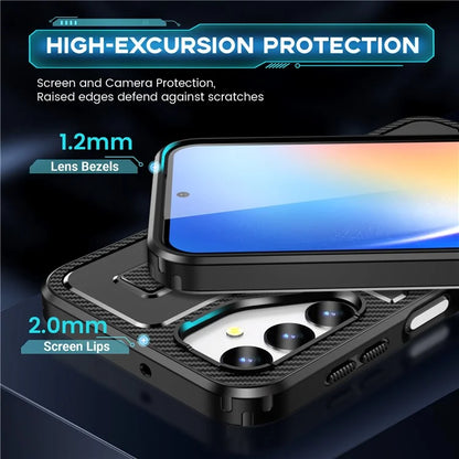 For Samsung Galaxy A24 4G (162.1 x 77.6 x 8.3mm) Case TPU+PC Kickstand Phone Cover with Silicone Finger Strap