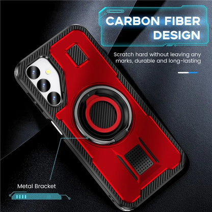 For Samsung Galaxy A24 4G (162.1 x 77.6 x 8.3mm) Case TPU+PC Kickstand Phone Cover with Silicone Finger Strap