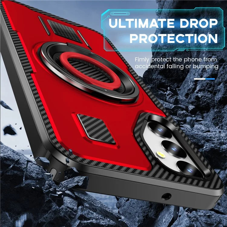 For Samsung Galaxy A24 4G (162.1 x 77.6 x 8.3mm) Case TPU+PC Kickstand Phone Cover with Silicone Finger Strap
