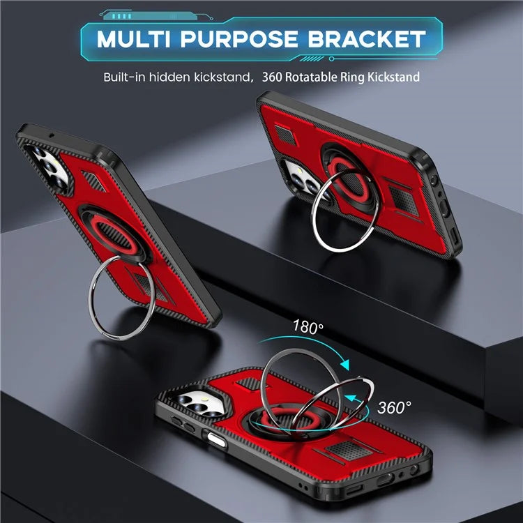 For Samsung Galaxy A24 4G (162.1 x 77.6 x 8.3mm) Case TPU+PC Kickstand Phone Cover with Silicone Finger Strap