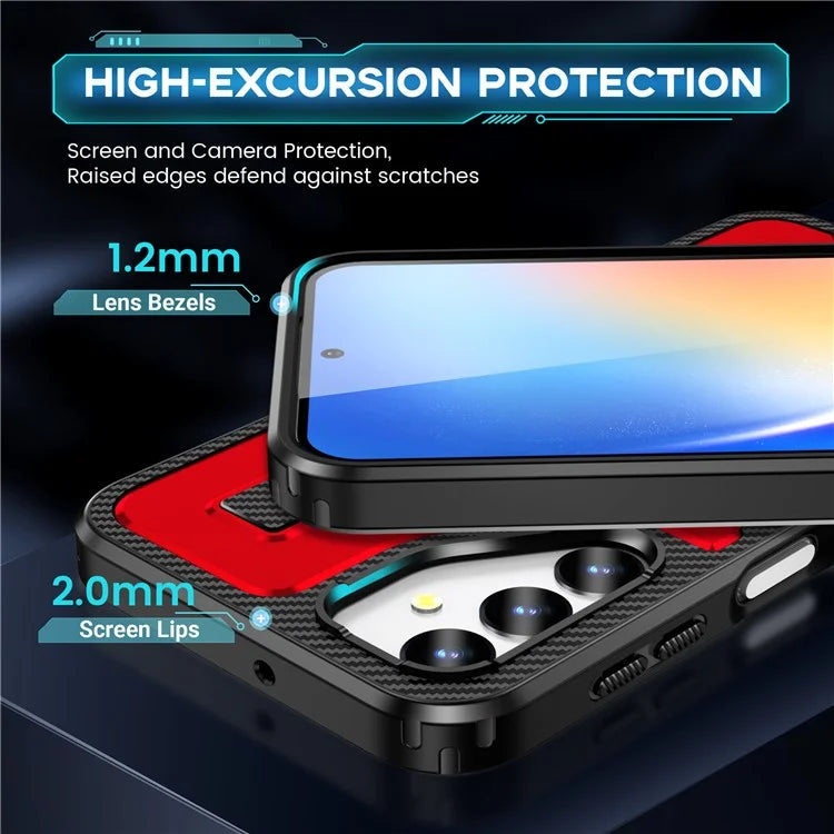 For Samsung Galaxy A24 4G (162.1 x 77.6 x 8.3mm) Case TPU+PC Kickstand Phone Cover with Silicone Finger Strap