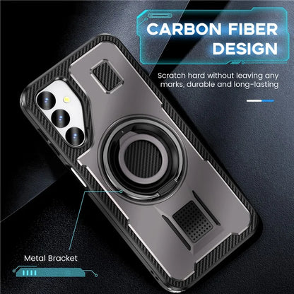 For Samsung Galaxy A24 4G (162.1 x 77.6 x 8.3mm) Case TPU+PC Kickstand Phone Cover with Silicone Finger Strap