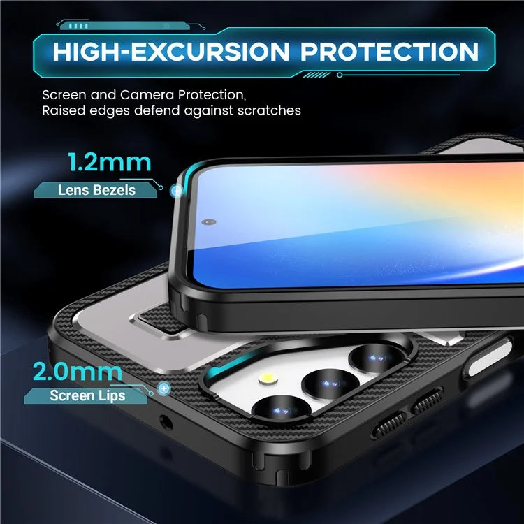 For Samsung Galaxy A24 4G (162.1 x 77.6 x 8.3mm) Case TPU+PC Kickstand Phone Cover with Silicone Finger Strap